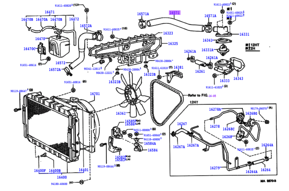 HJ60 / HJ61 Upper Radiator Hose (2H / 12HT)