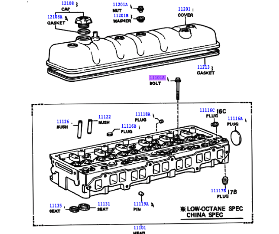 F / 2F / 3F / 3FE Head Bolt Set (x15)