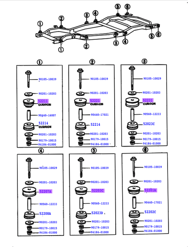 Toyota Landcruiser - 60 Series Body Mount Rubber Kit (HJ60, HJ61, FJ60, FJ62)