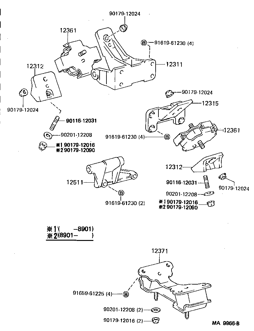 HJ75 Landcruiser 2H Engine Mounts - Pair