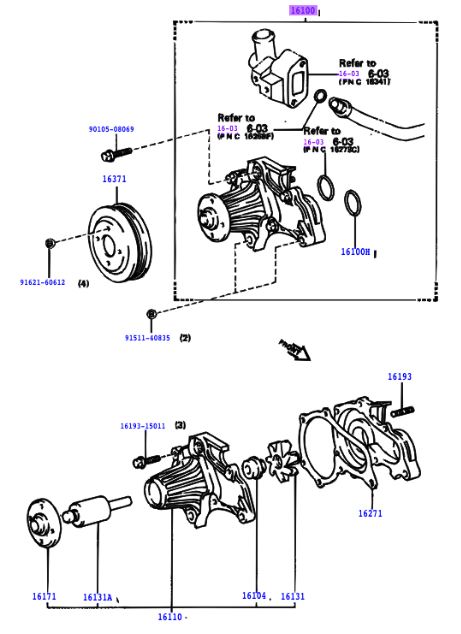 16V 4AGE FWD Water Pump
