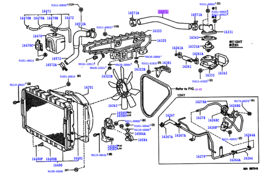 HJ60 / HJ61 Upper Radiator Hose (2H / 12HT)