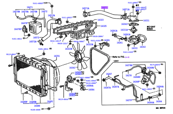 HJ60 / HJ61 Upper Radiator Hose (2H / 12HT)