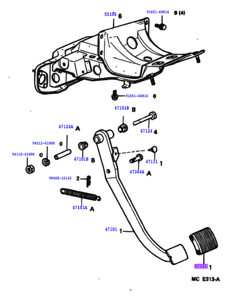 60 Series Landcruiser Clutch and Brake Pedal Rubber (Pair)