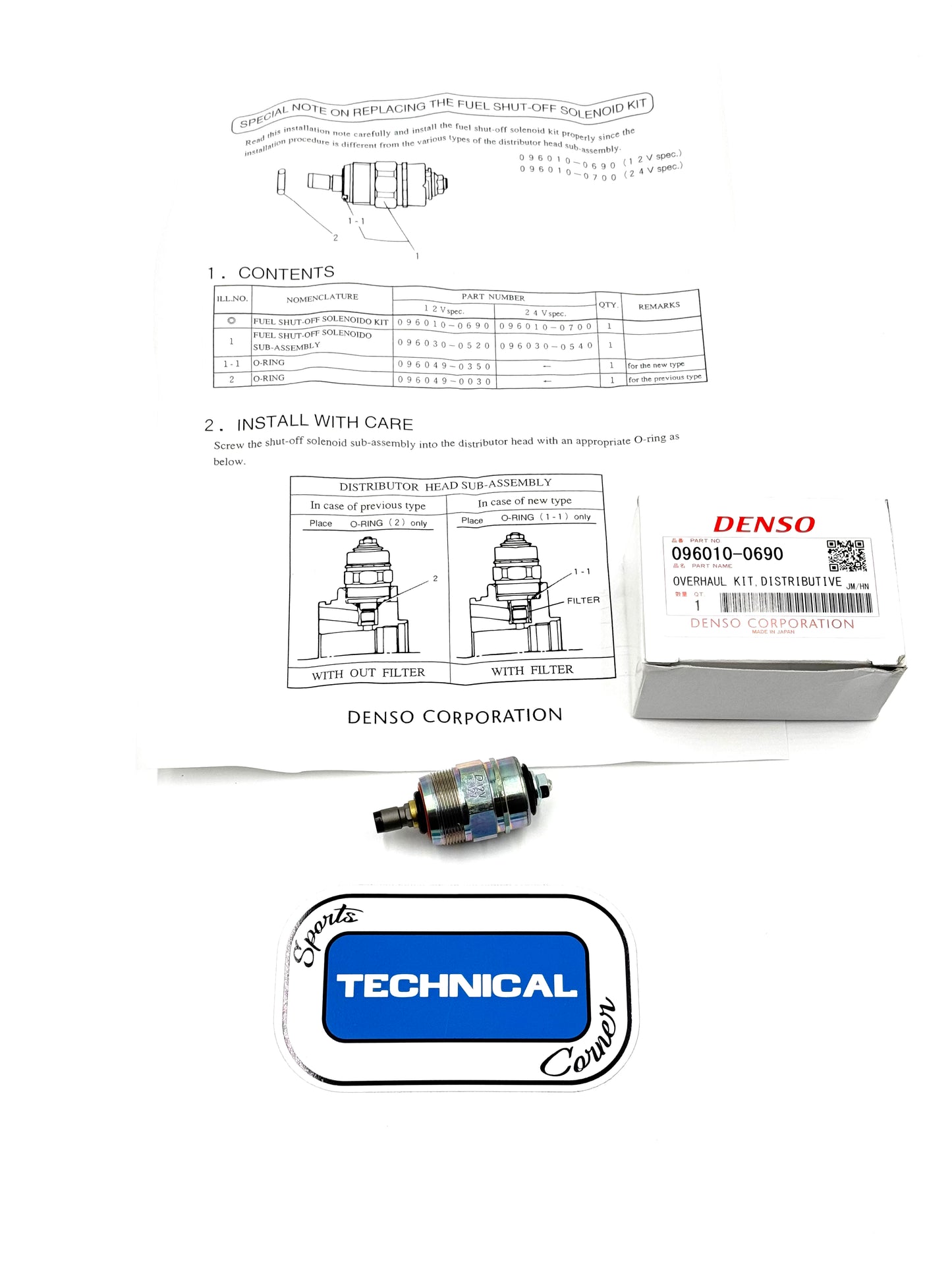 Genuine Denso - 2L / 3L / 5L Fuel Cut Solenoid - 12V